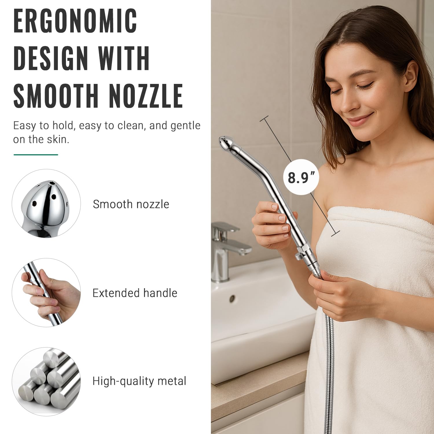 Embout silicone 4 pouces V-Frankness pour nettoyage ciblé et douceur.