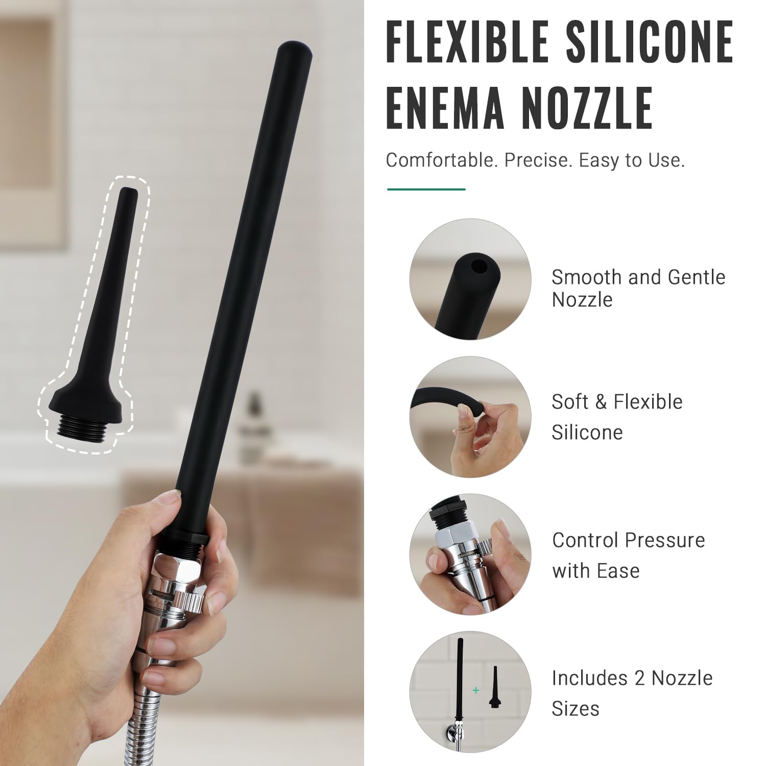 Embout silicone 9 pouces V-Frankness pour nettoyage en profondeur et confort.