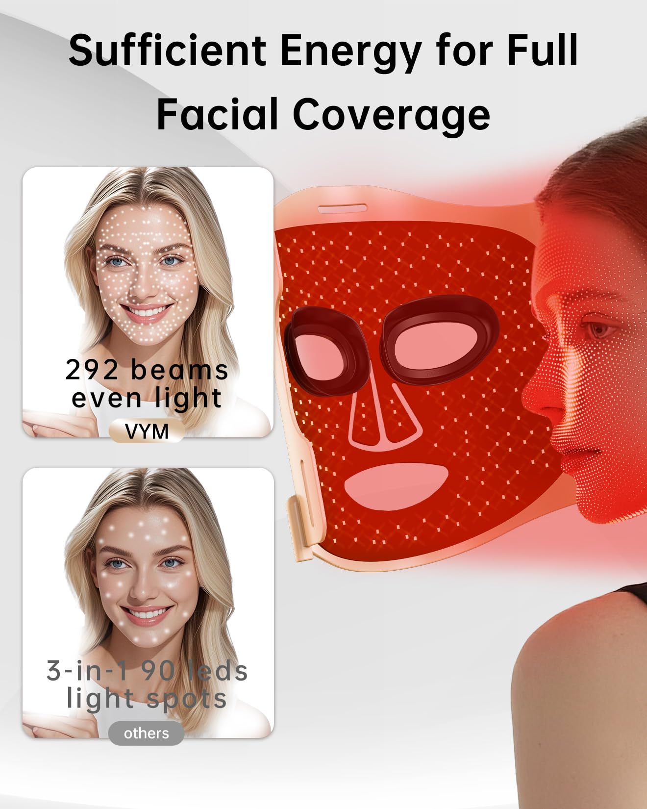 Masque V VYM By Clinmate distribution homogène de lumière faciale