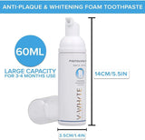 V-WHITE dentifrice mousse 2 en 1, rinçage matin pratique pour un début de journée frais.
