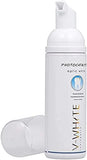 V-WHITE dentifrice mousse blanchissant, bouteille, nettoyage en douceur et haleine fraîche.