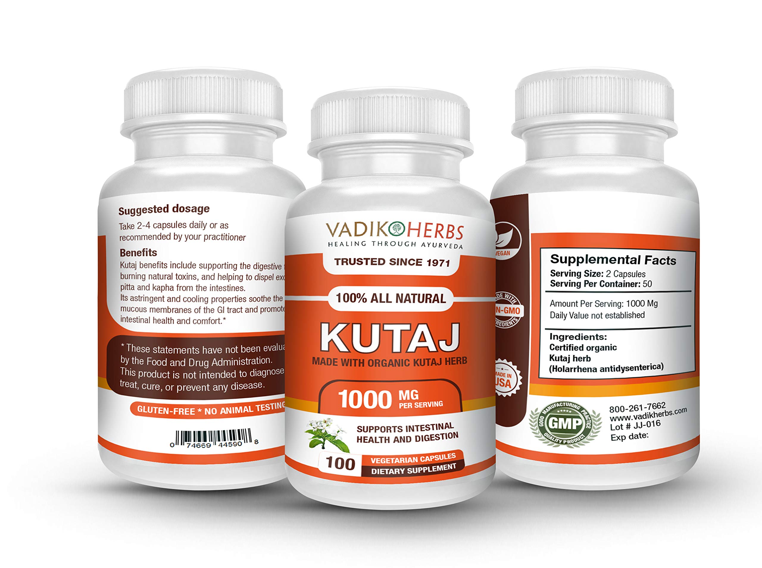 Kutaj Vadik Herbs: étiquette claire montrant ingrédients et usage recommandé