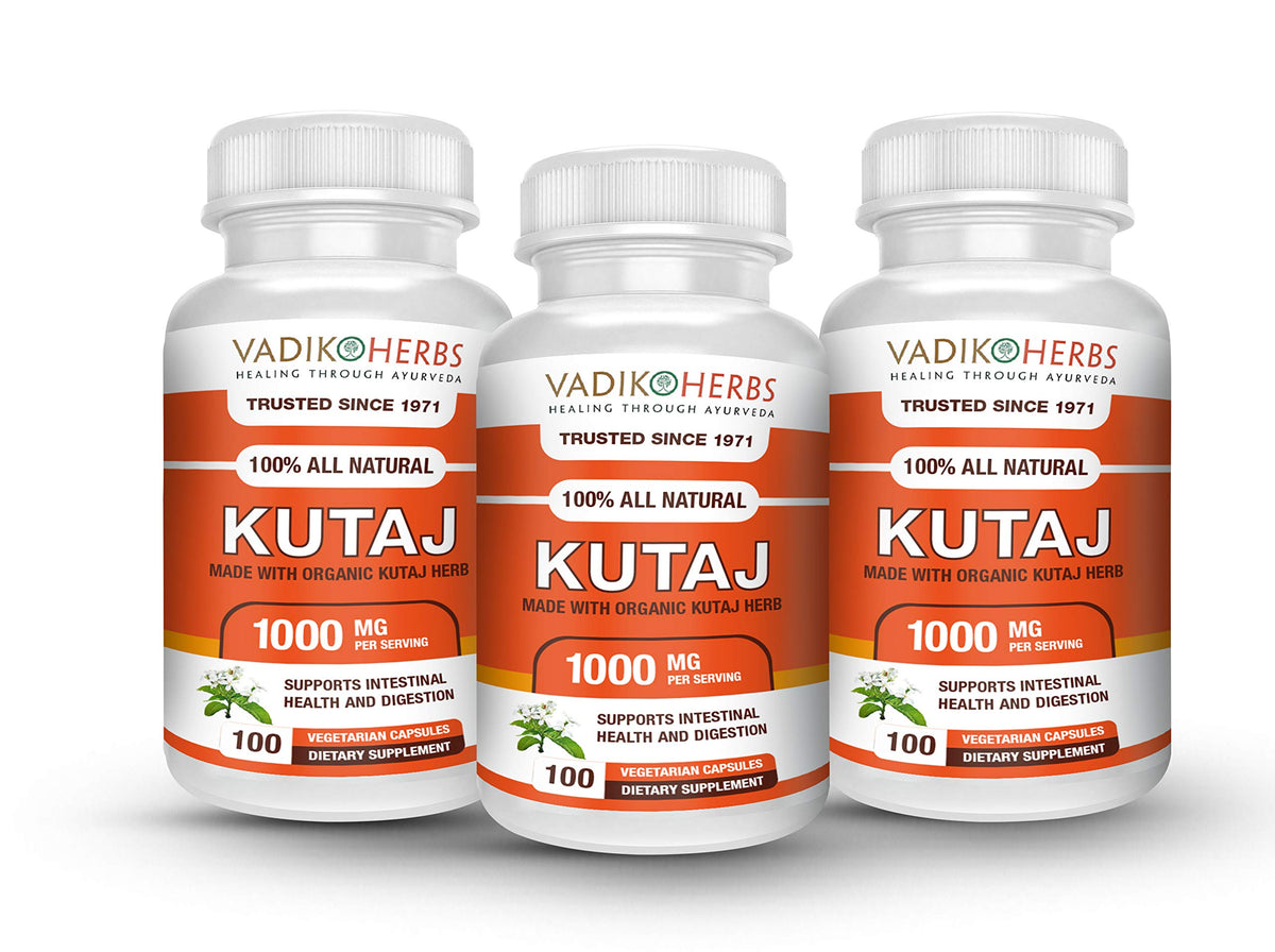 Kutaj Vadik Herbs en poudre, emballage élégant démontrant qualité et traçabilité.