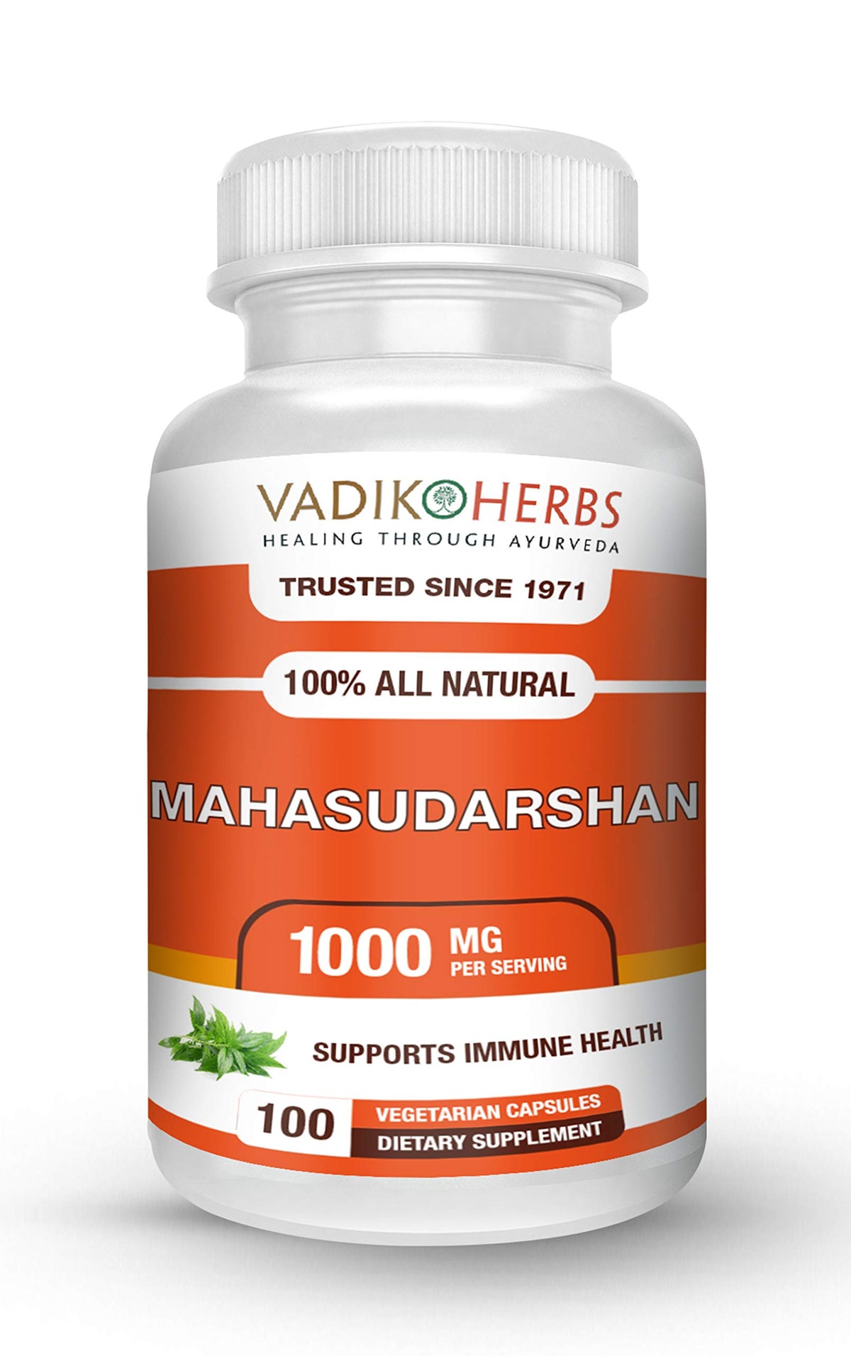 Vadik Herbs Mahasudarshan Poudre – bouteille et capsules, soutien immunitaire potentiel