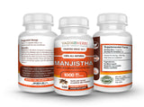 Vadik Herbs Manjistha – bouteille transparente montrant les capsules véganes.