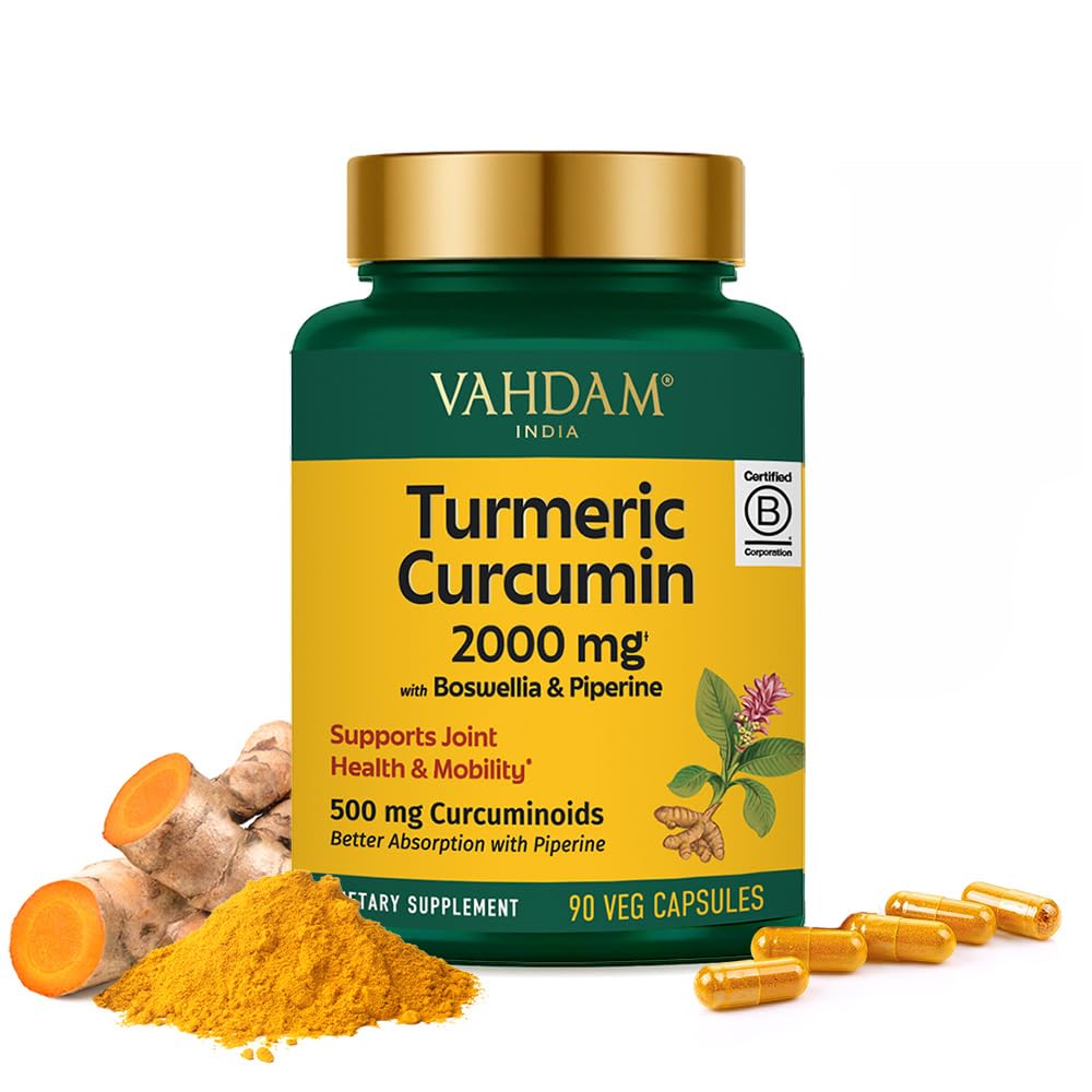 VAHDAM Turmeric Curcumin, bouteille de 90 capsules prête pour une routine quotidienne et naturelle