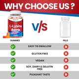 Tableau nutritionnel VAITE L-Lysine 1000mg Gummies, informations claires.