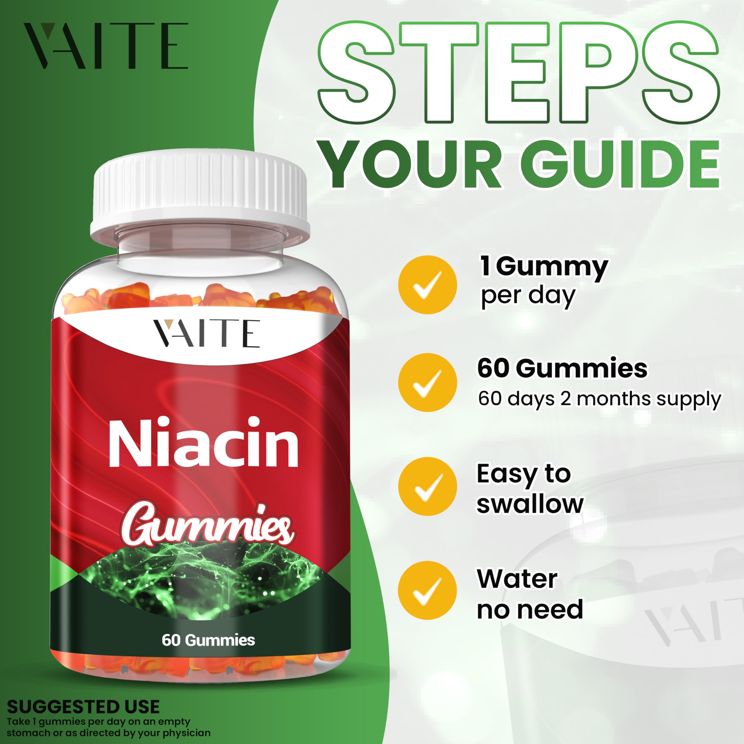 Gomme VAITE Niacine sur plan de travail: option végan et non-OGM.