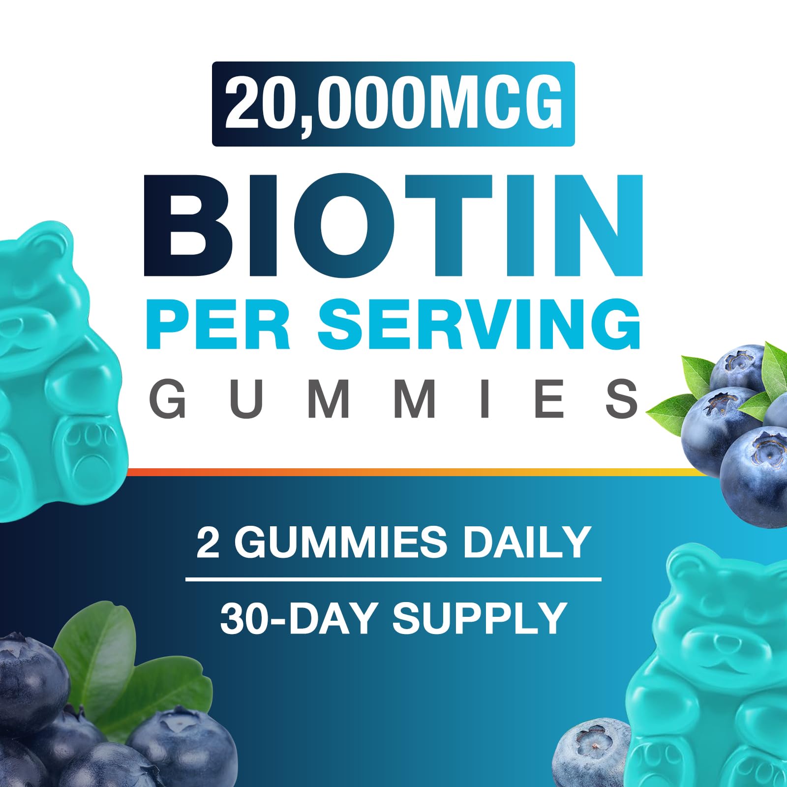 VAJYKEWJY Gommes biotine dose 20 000 mcg pour un apport quotidien ciblé