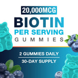 VAJYKEWJY Gommes biotine dose 20 000 mcg pour un apport quotidien ciblé