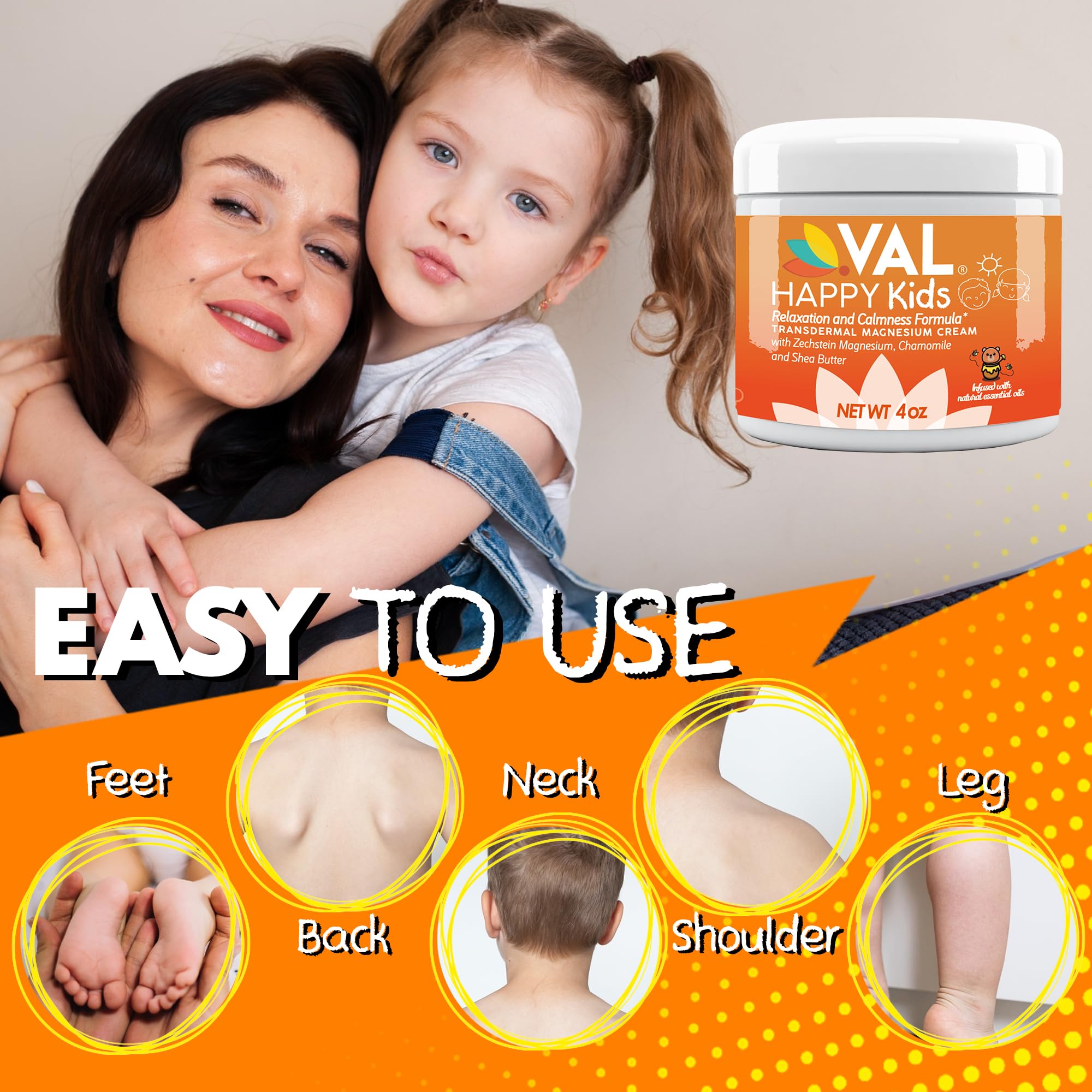 VAL Crème magnésium pour enfants – nuit plus calme grâce à son action apaisante.