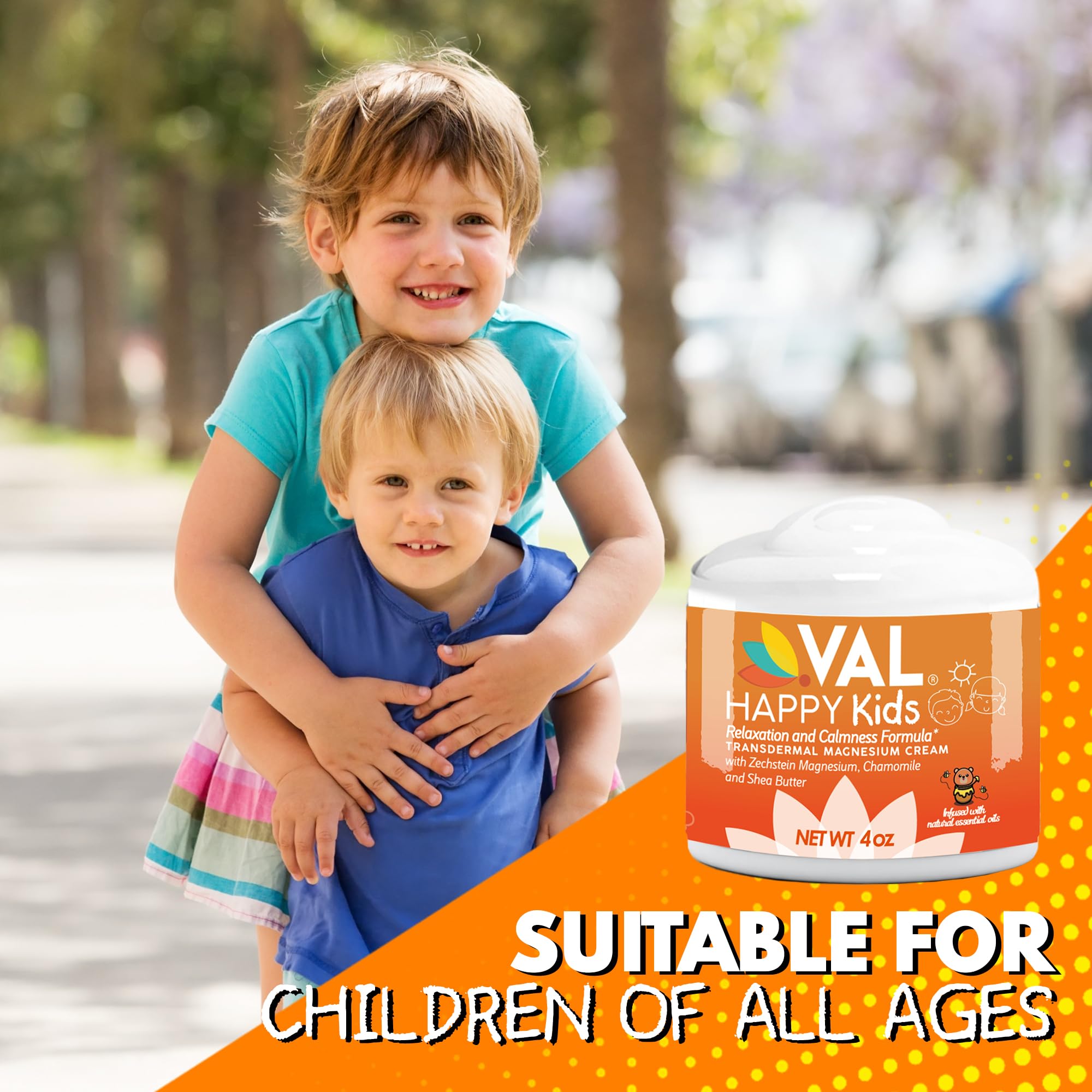 VAL Crème magnésium pour enfants – beurre de karité pour hydrater et nourrir la peau.