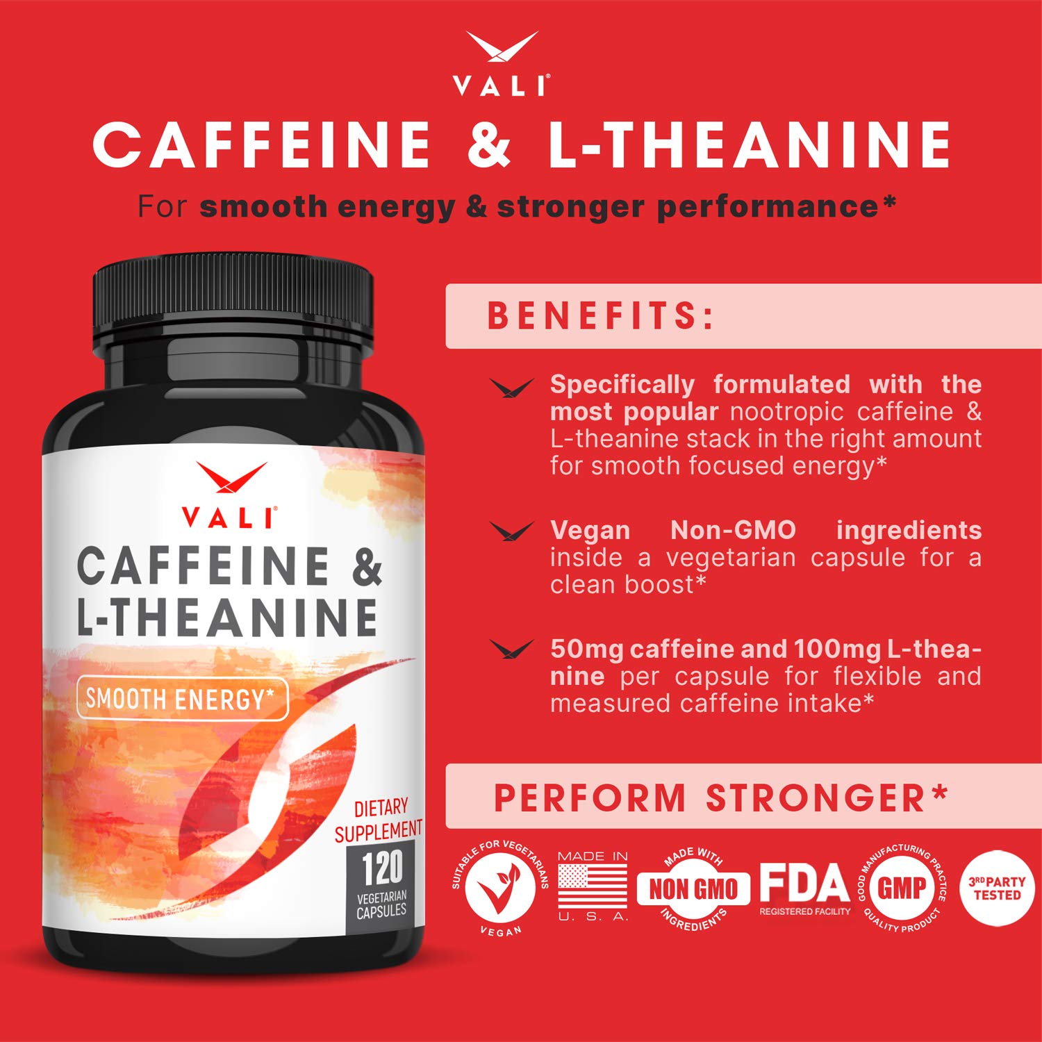 PRISE QUOTIDIENNE VALI: dose 50 mg cafeine et 100 mg L-Theanine