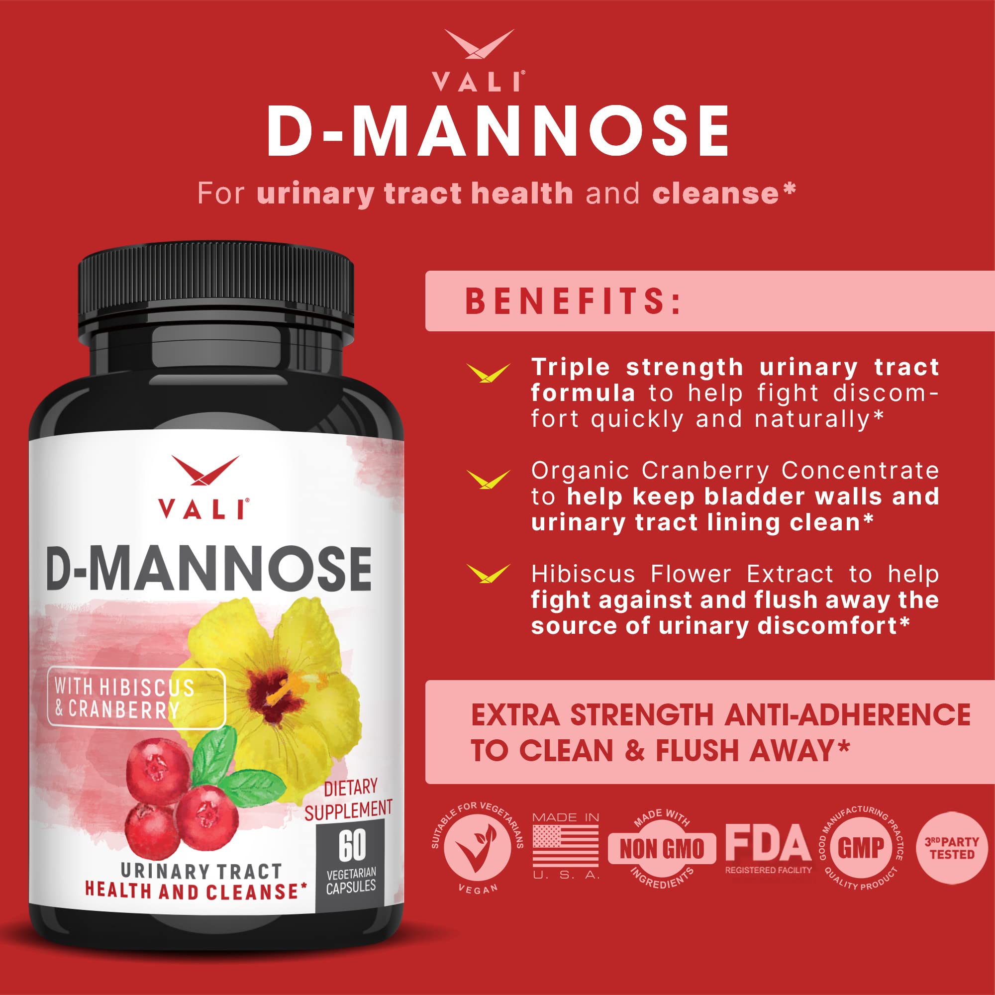 VALI D-Mannose extrait de fleur d’hibiscus bio — extrait végétal pour l’hydratation urinaire