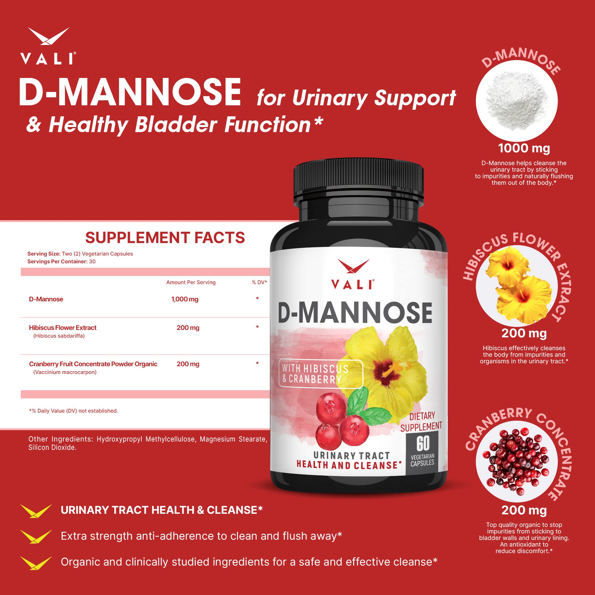 VALI D-Mannose poudre de canneberge bio — soutien naturel de l’équilibre urinaire