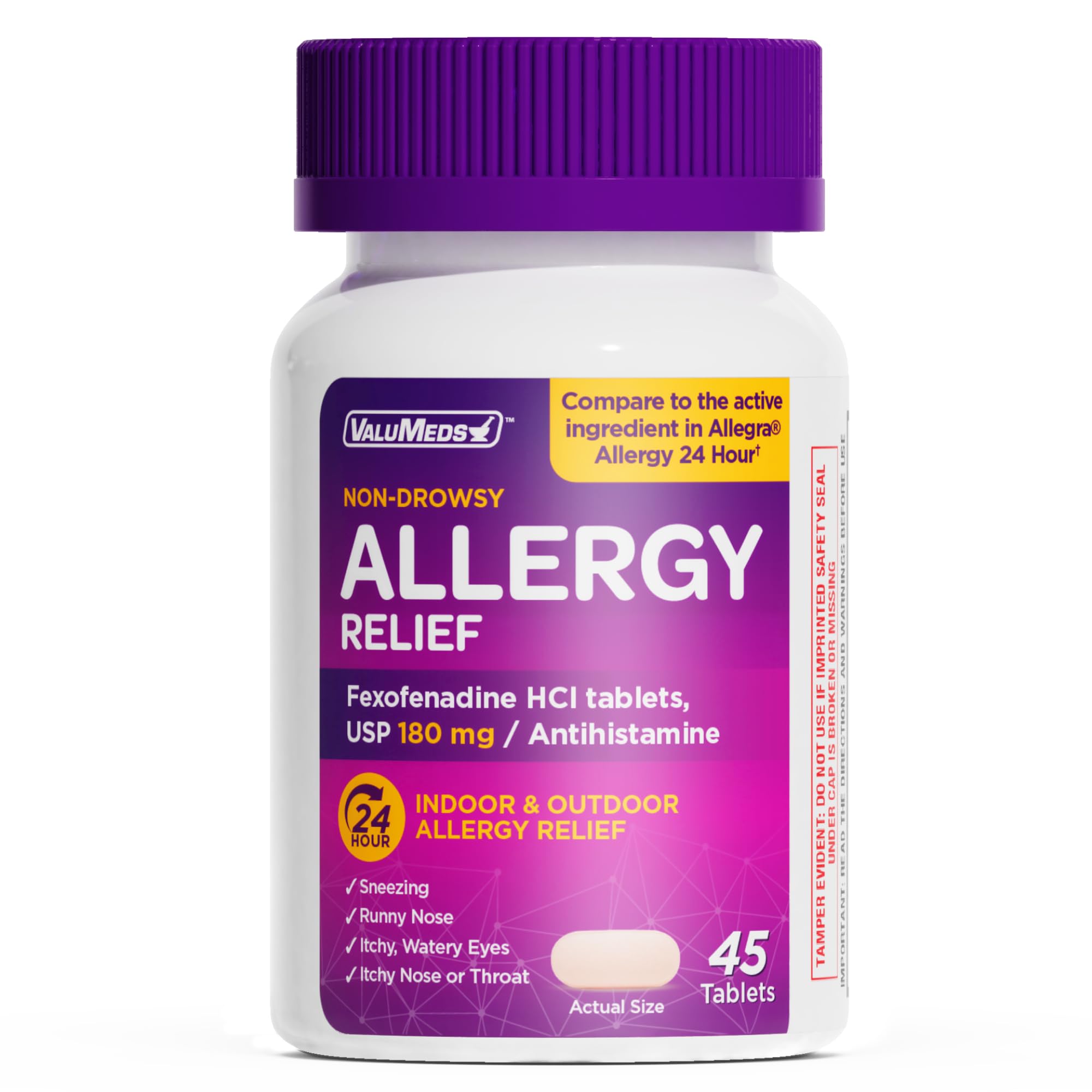 ValuMeds: Bouteille de comprimés 24 h pour soulager les allergies sans somnolence