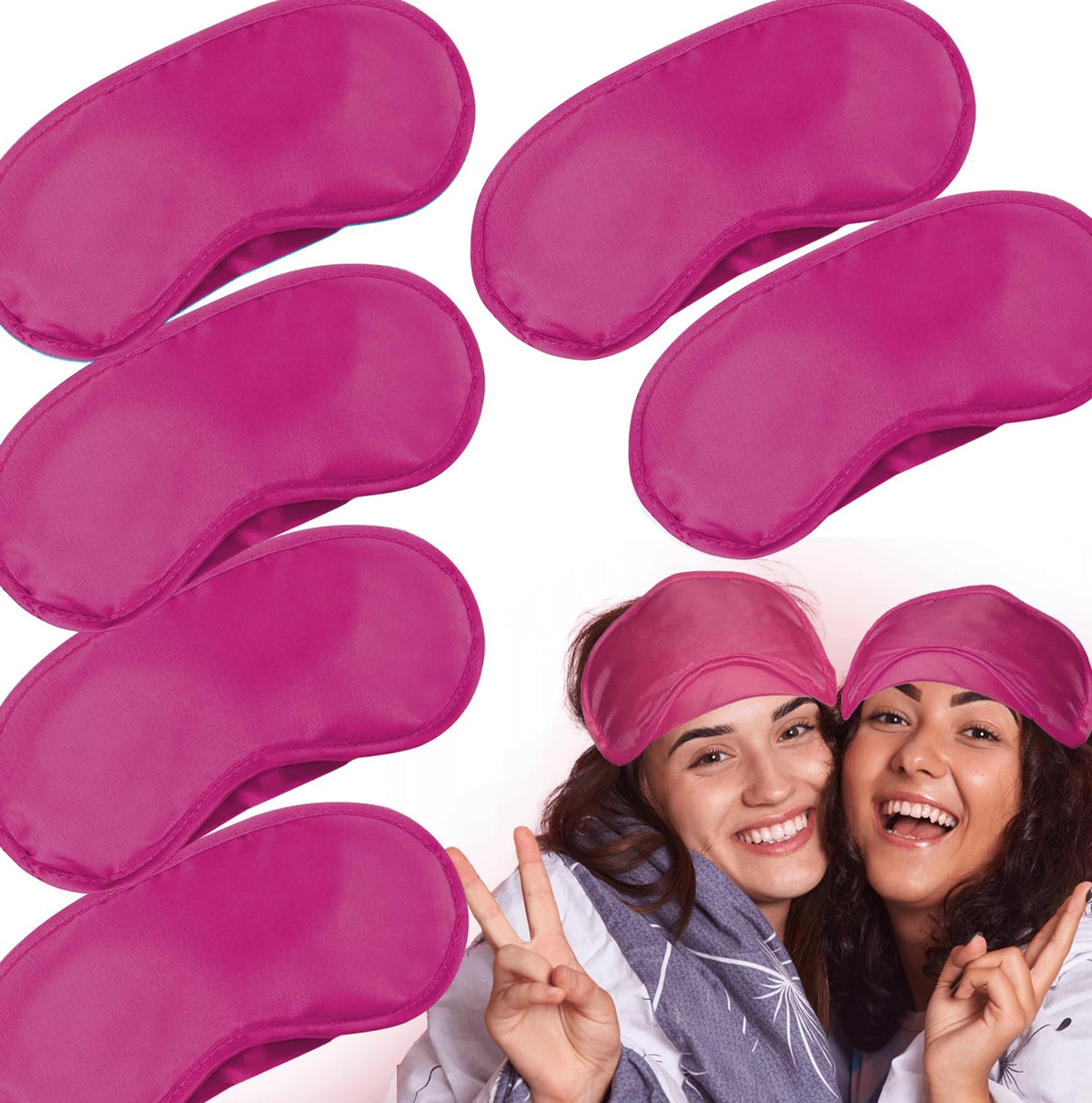 Masque yeux Vandorla rose, ensemble de six, idéal pour jeux et repos rapide.