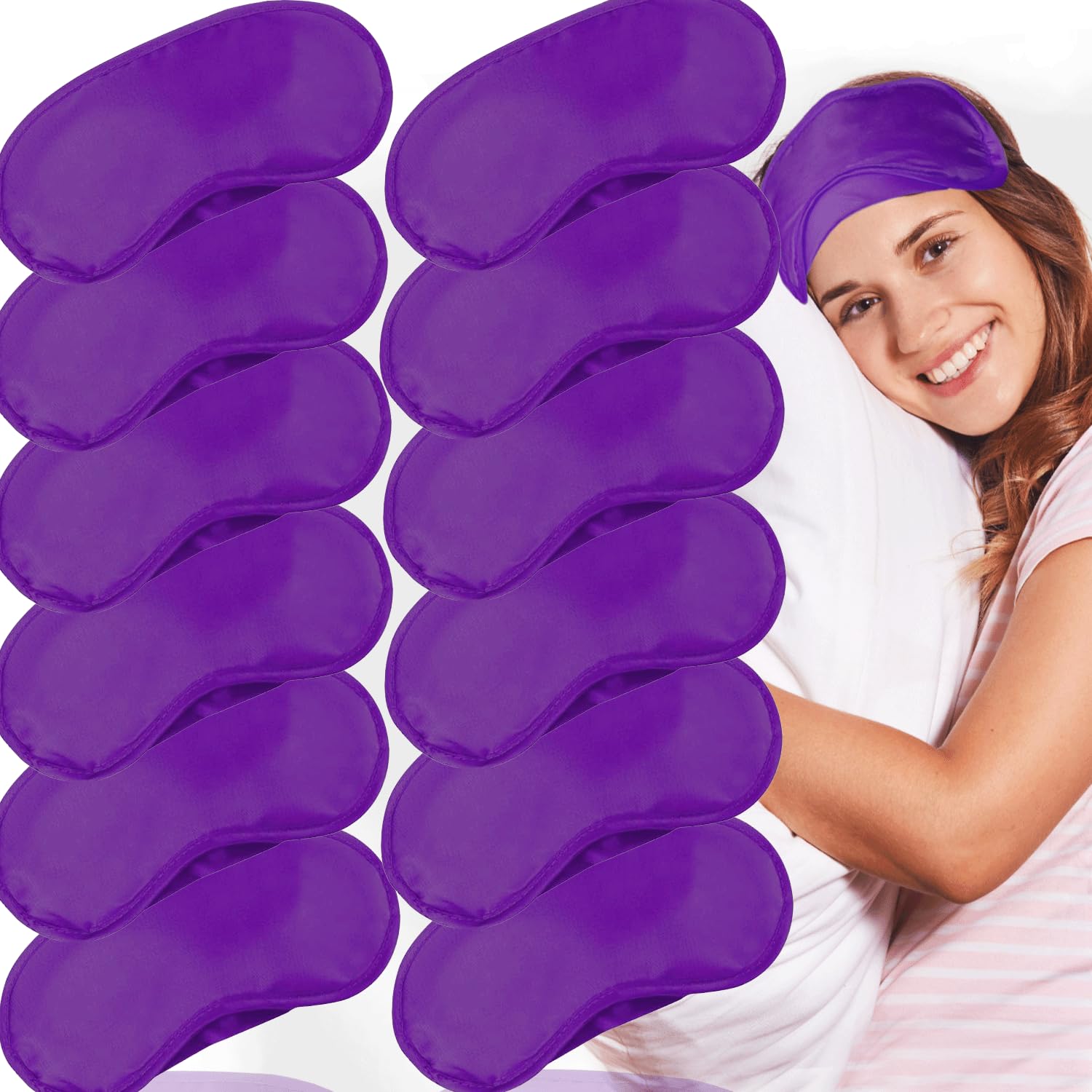 Masque Vandorla 12-pack violet pour dormir, bloque la lumière et favorise le repos.
