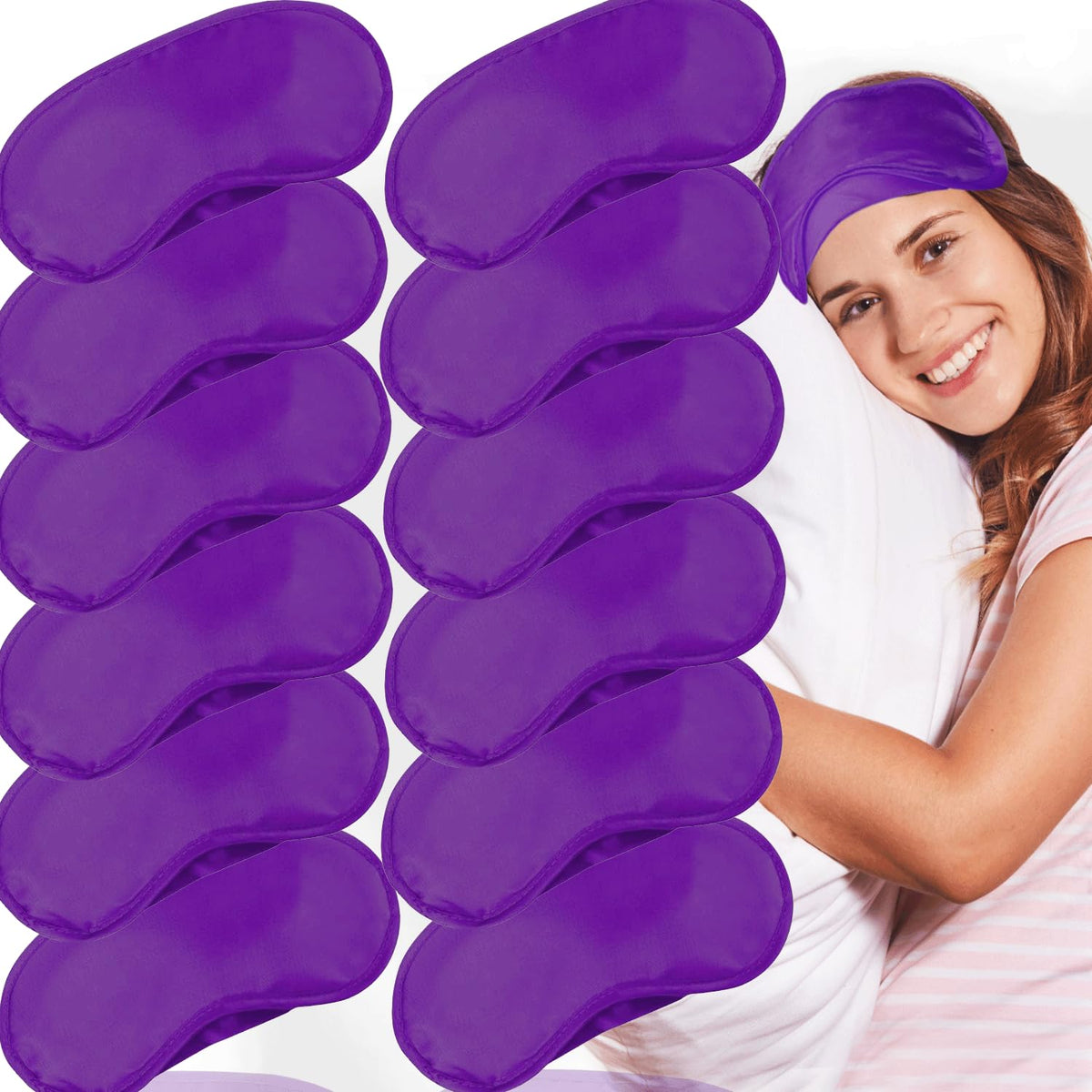 Masque Vandorla 12-pack violet pour dormir, bloque la lumière et favorise le repos.
