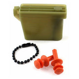 Bouchons Vanguard militaires avec chaîne et étui orange, pratique et sécurisés pour le transport.