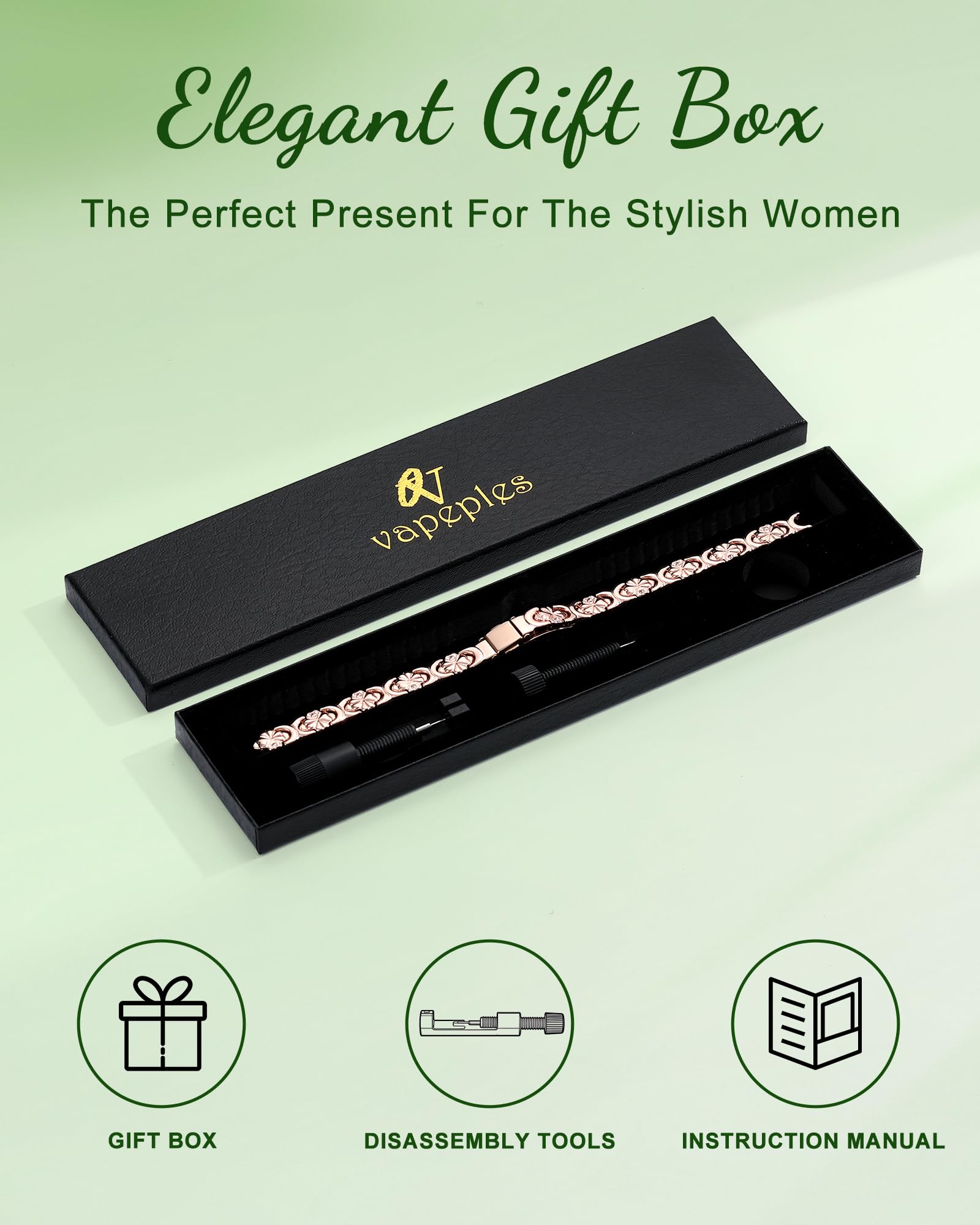 Vapeples bracelet cuivre livré dans une élégante boîte cadeau.