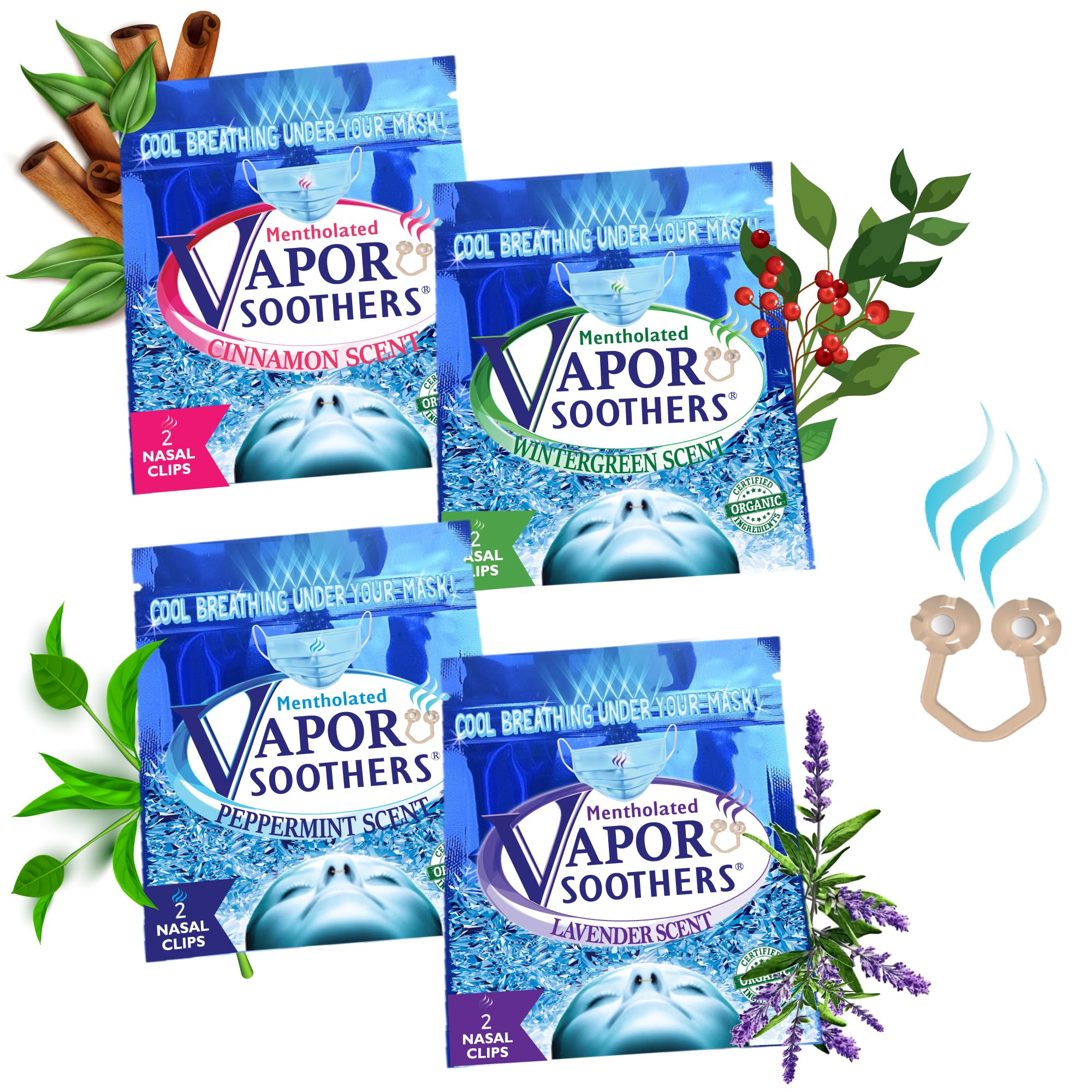 Vapor Soothers dilatateur nasal menthol : soulagement rapide et respiration facilitée sous le masque.
