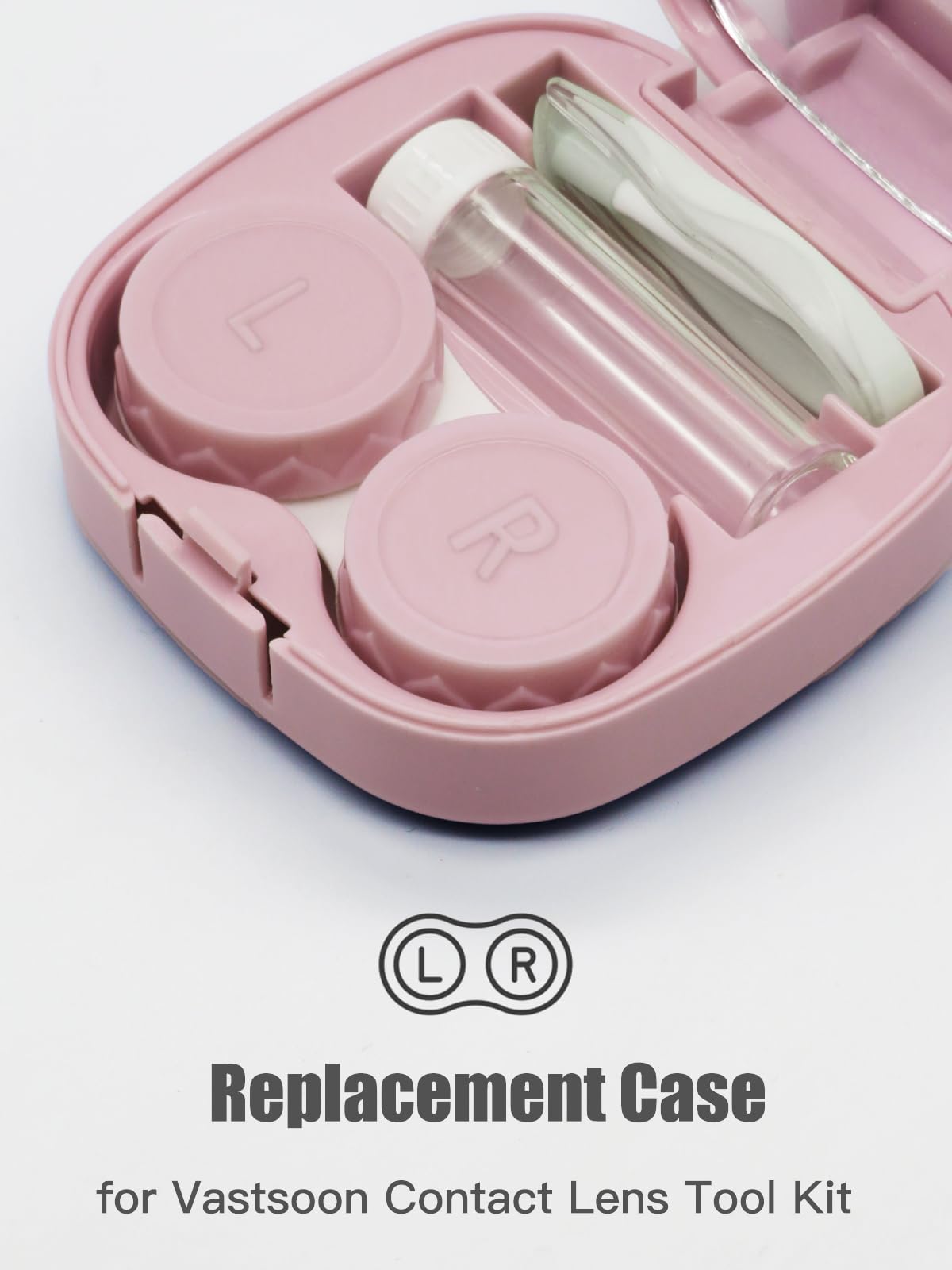 Boîtes lentilles rose Vastsoon avec étiquettes L et R, différenciation rapide.