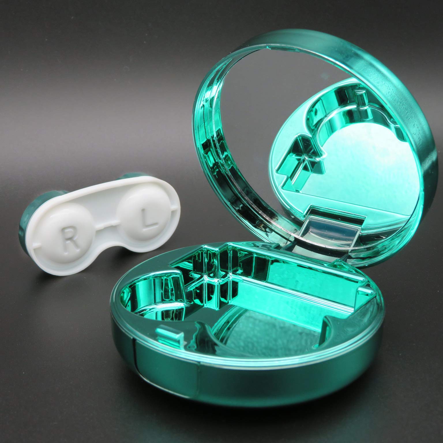 Vastsoon étui compact voyage lentilles vert, idéal pour déplacements quotidiens.
