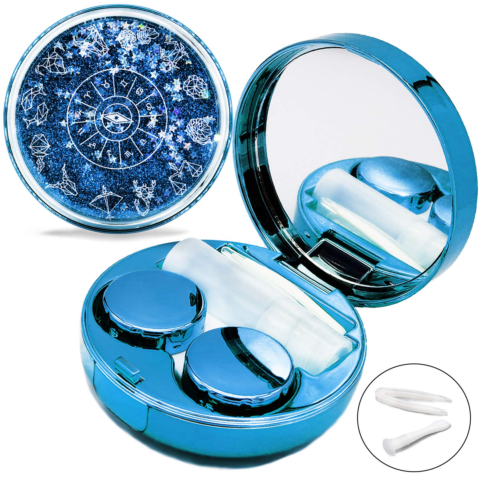 Vastsoon étui lentilles bleu à sable mouvant, pratique en voyage.