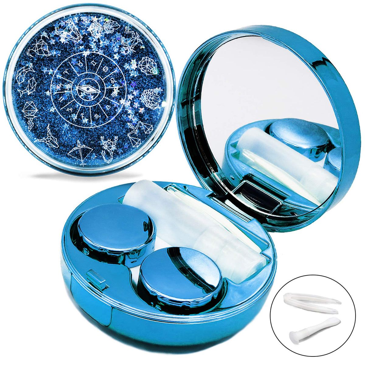 Vastsoon étui lentilles bleu à sable mouvant, pratique en voyage.