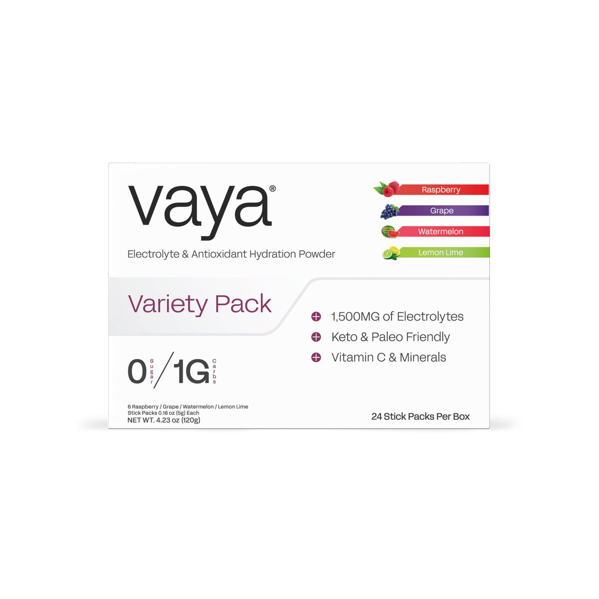 Sachet Vaya électrolyte framboise, hydratation rapide après l'effort.