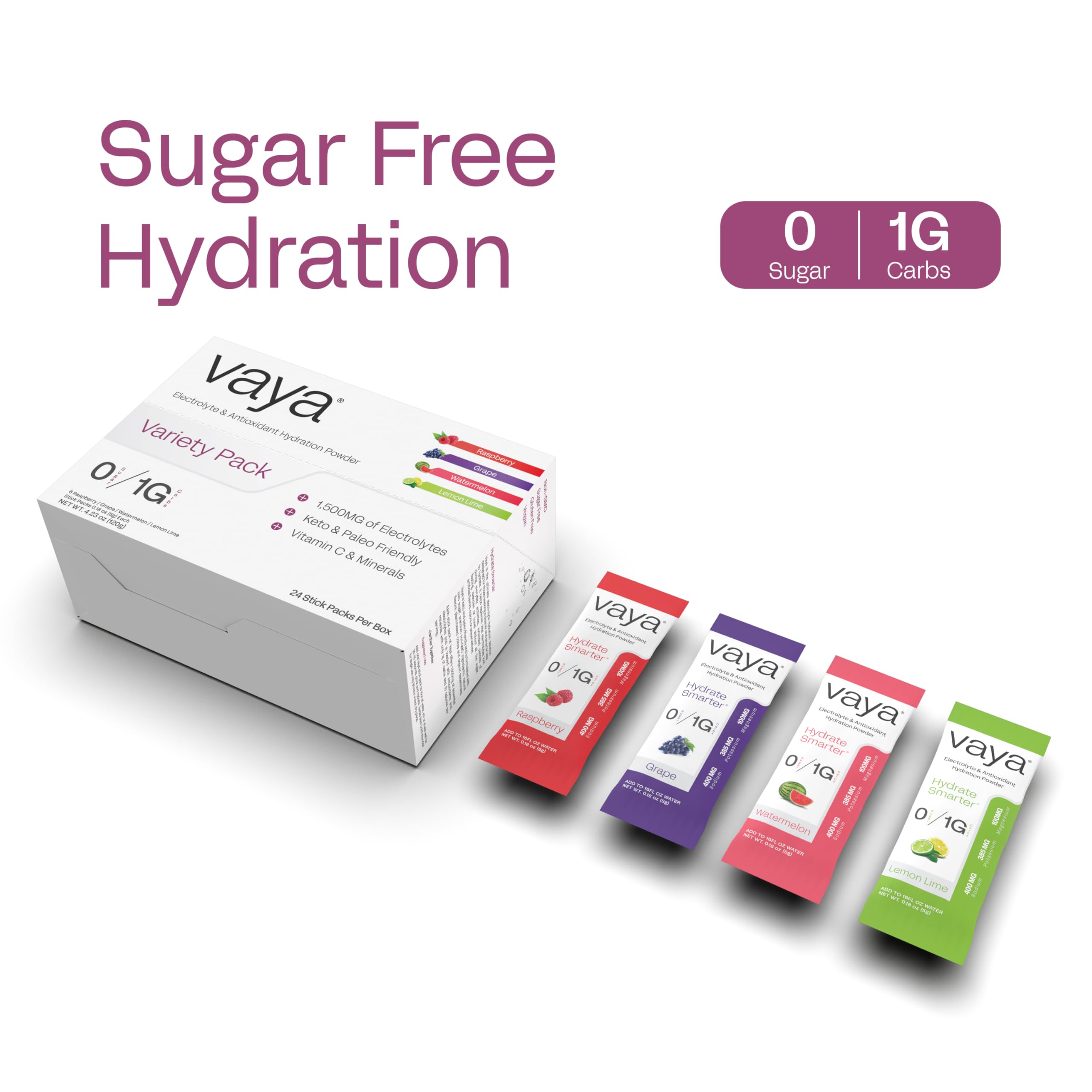 Sachet Vaya électrolyte pasteque, boisson légère et faible en calories.