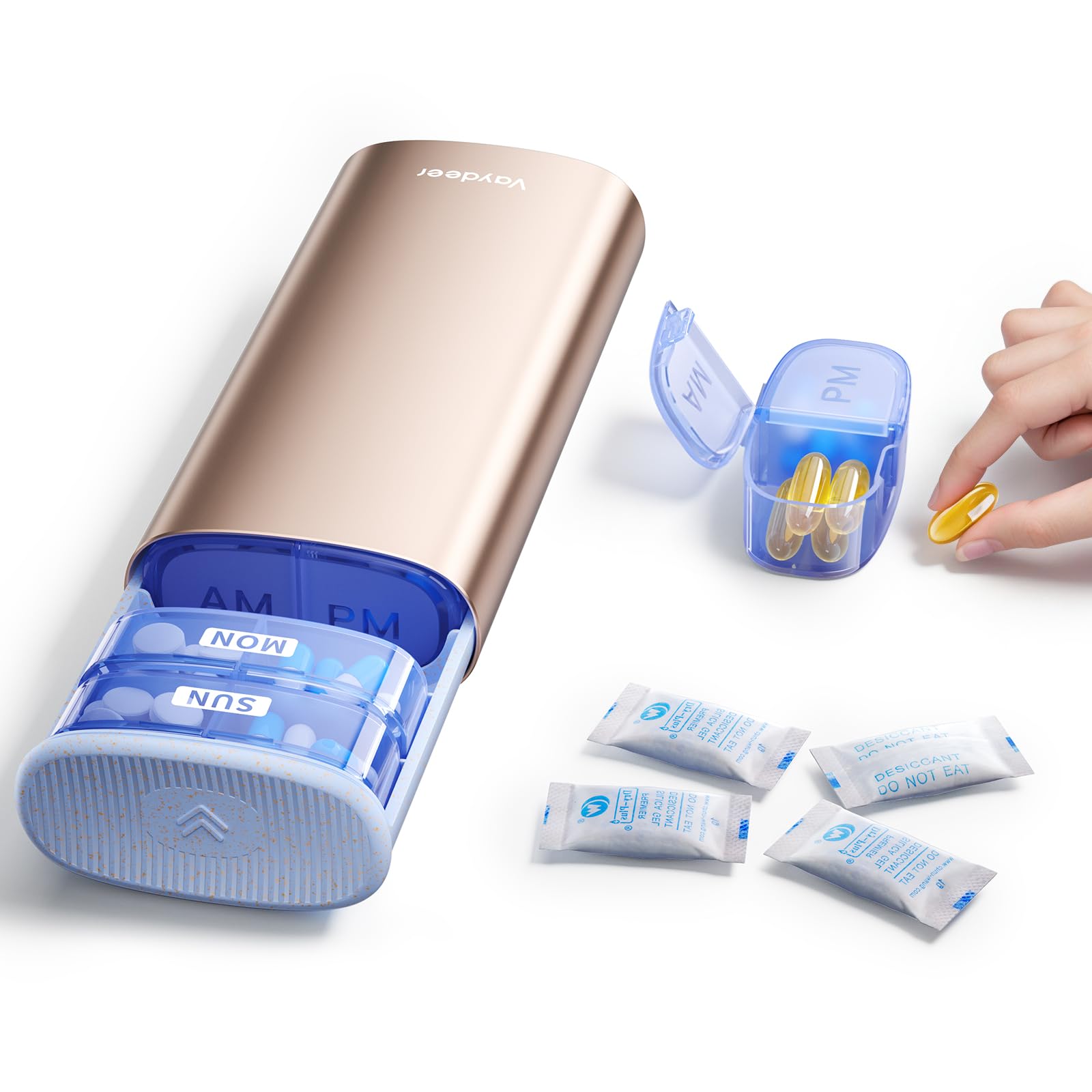 Vaydeer organisateur pilules hebdomadaire avec double protection et compartiments