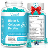 Vazatisi bonbons gélifiés biotine collagène kératine flacon 2 paquets myrtille