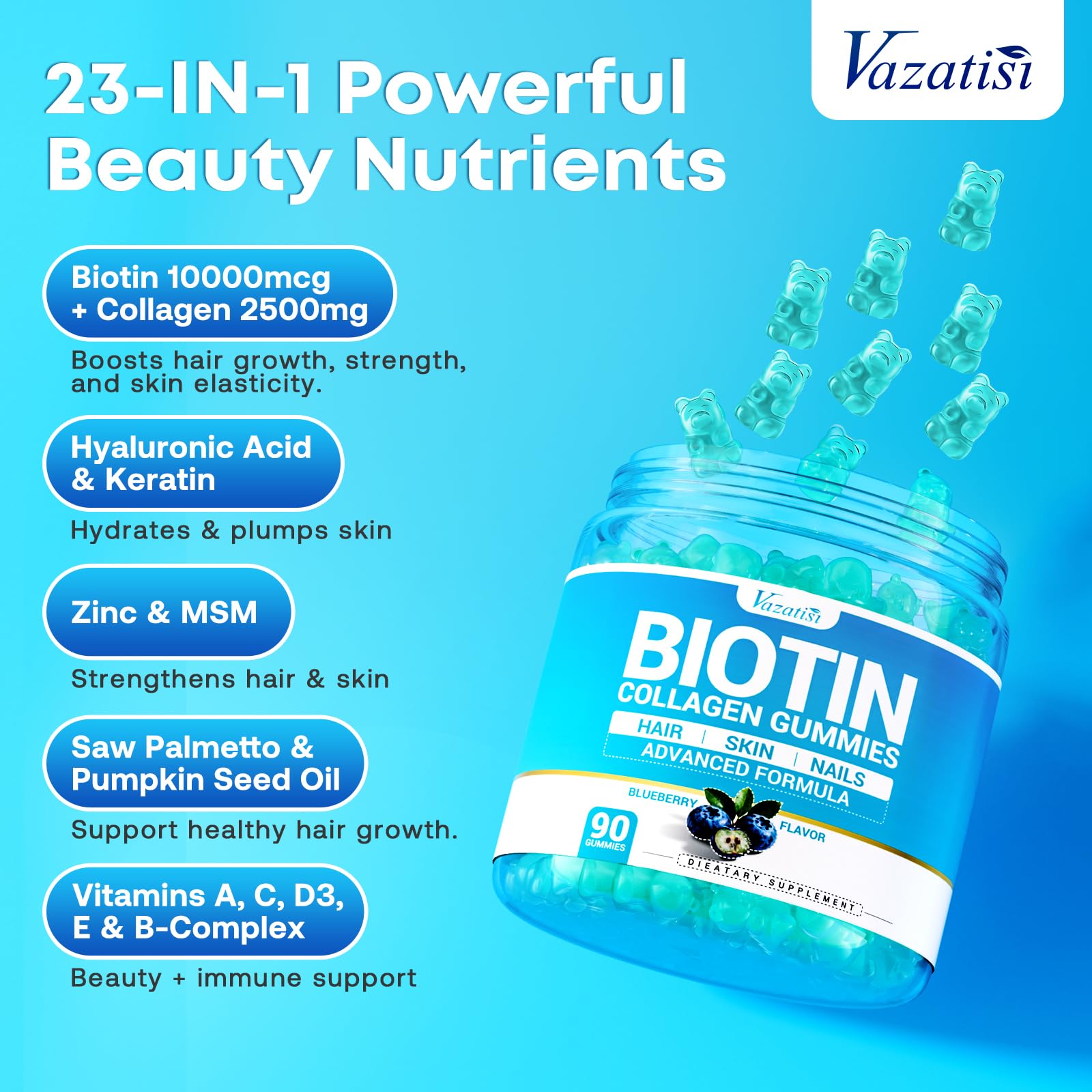 Flacon Vazatisi avec Palmetto nain et zinc, soutien cheveux.