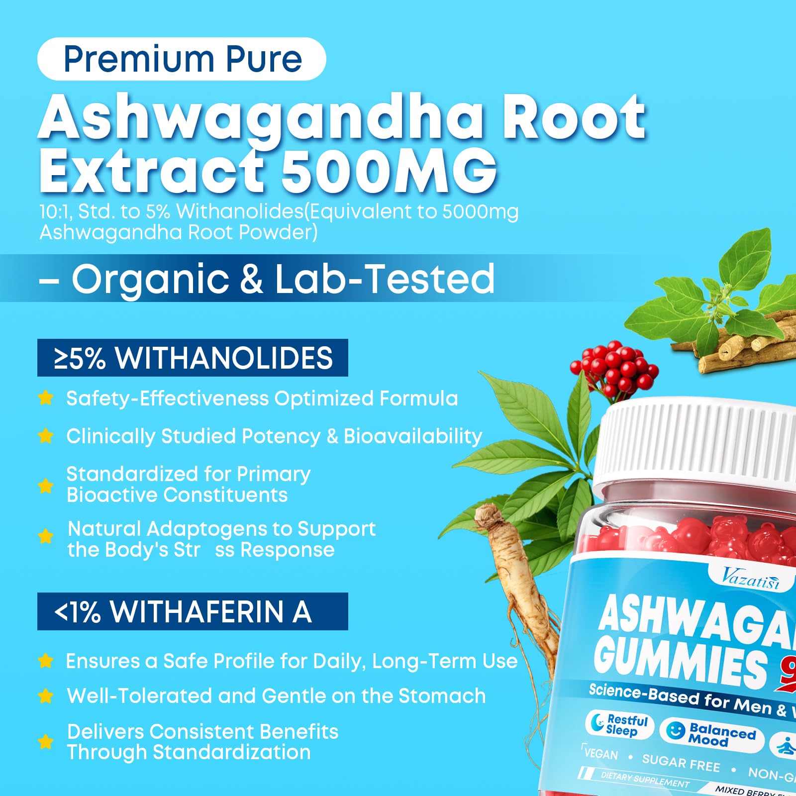 Deux gommes Vazatisi Ashwagandha par jour dans une routine simple