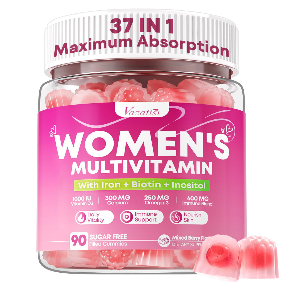 Gommes Vazatisi pour femmes dans une bouteille, pratique pour la routine quotidienne.