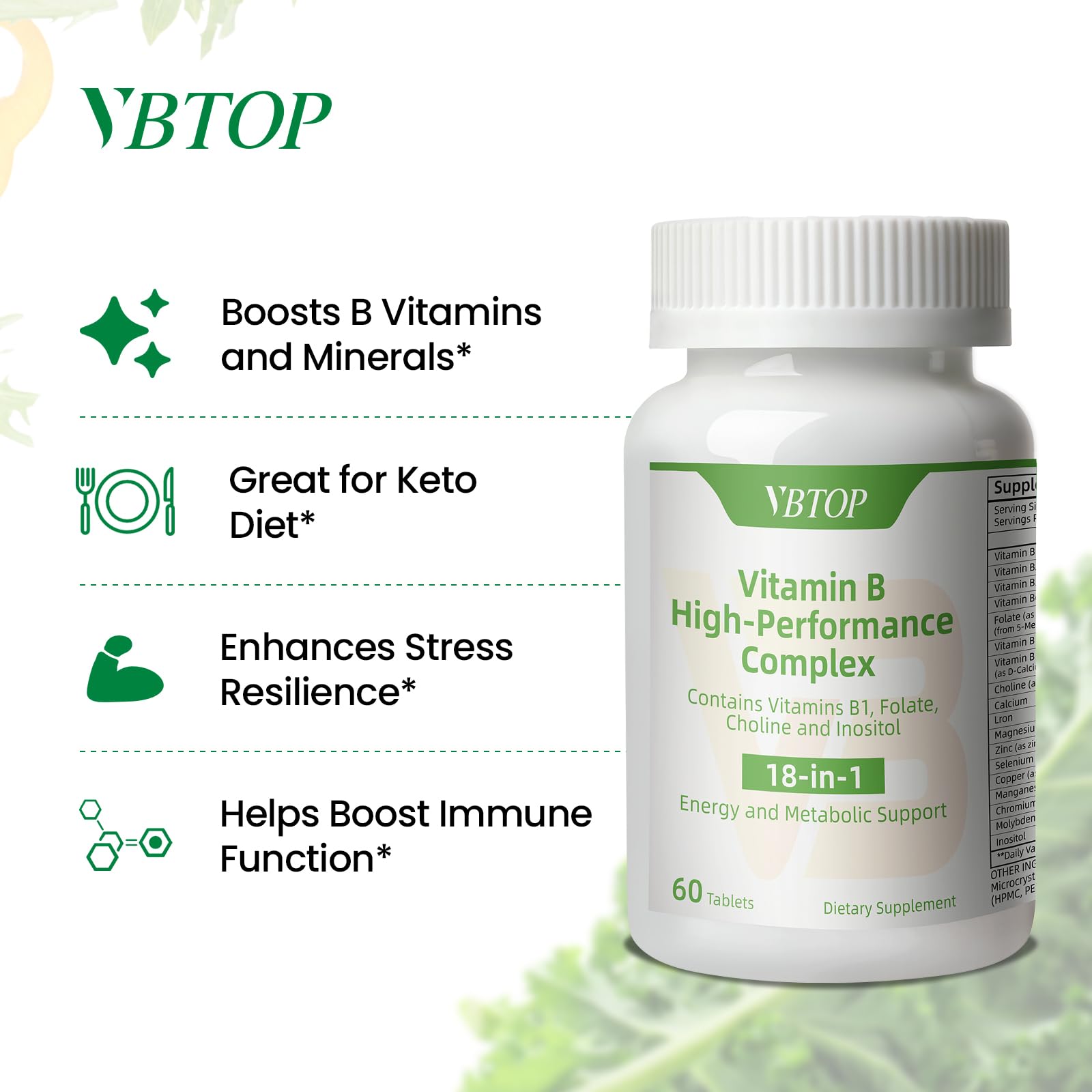 VBTOP Complexe B – tablettes cœur, soutiennent une fonction métabolique saine du cardio.