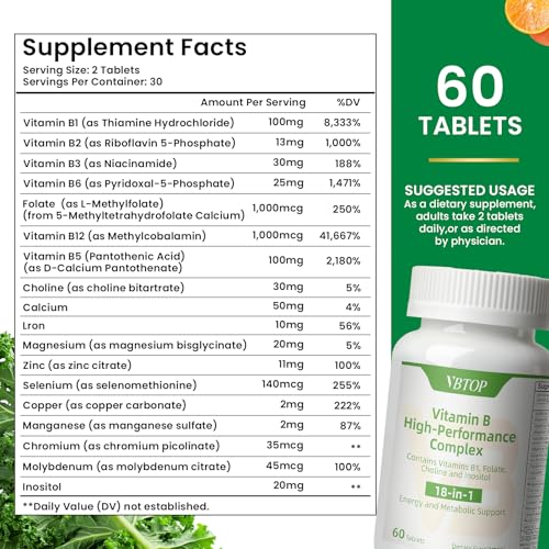 VBTOP Complexe B – tablettes énergie et métabolisme, favorisent concentration et vitalité.