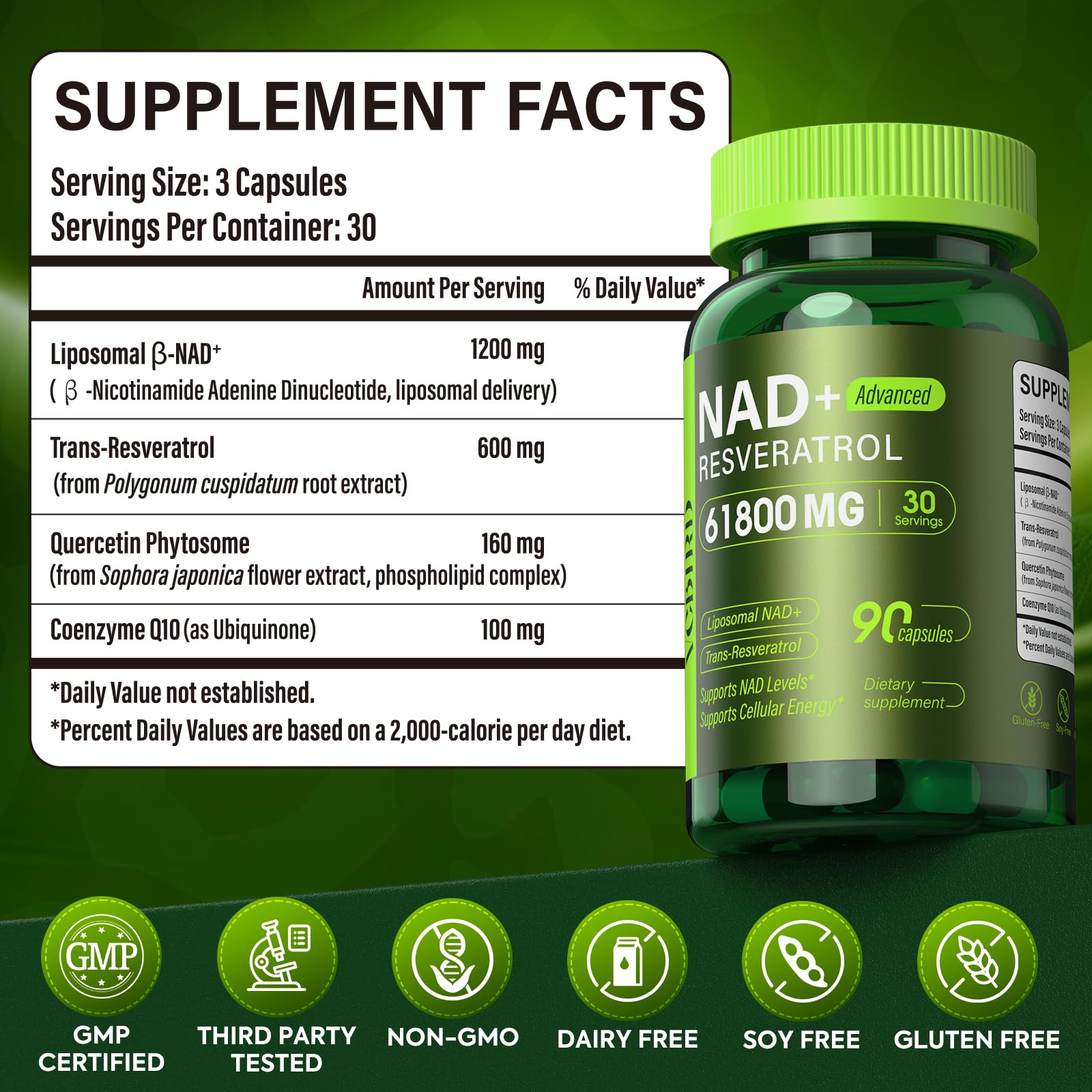 VCBIRD Nad+ Resveratrol: concentration antioxydante pour soutien cellulaire