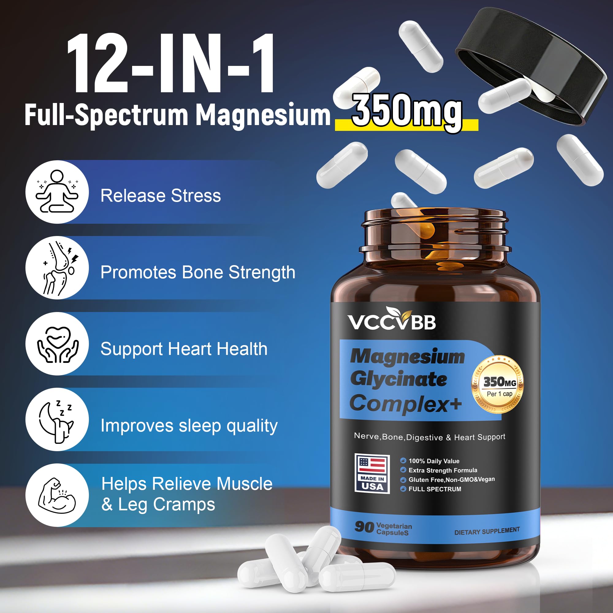 VCCVBB Magnesium Complex – bouteille compacte, idéale pour le sac et le voyage.