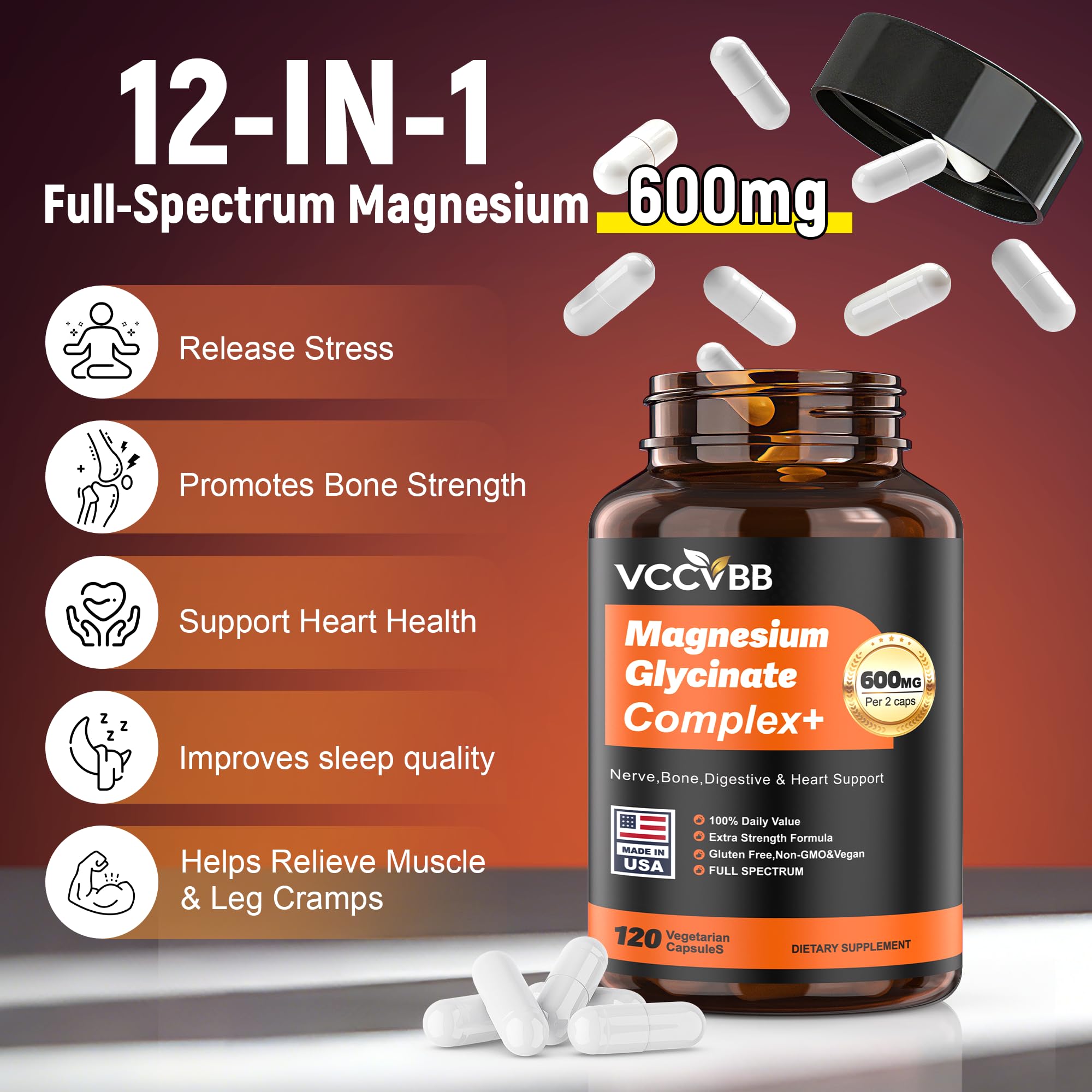 Capsules ultra-petites VCCVBB Magnésium Complex pour une prise facile
