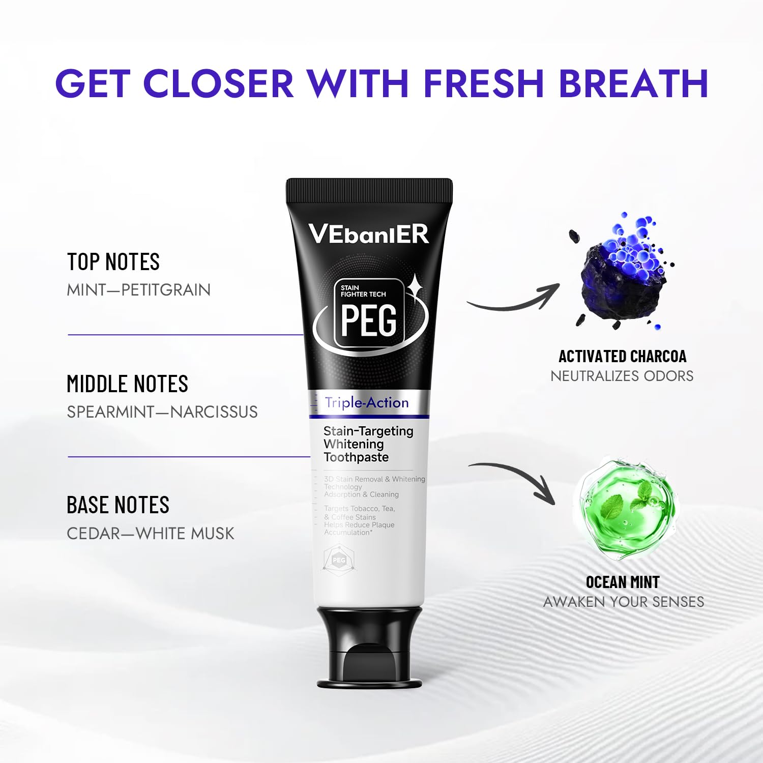 VEbanlER charbon actif: neutralise les odeurs pour un souffle frais.