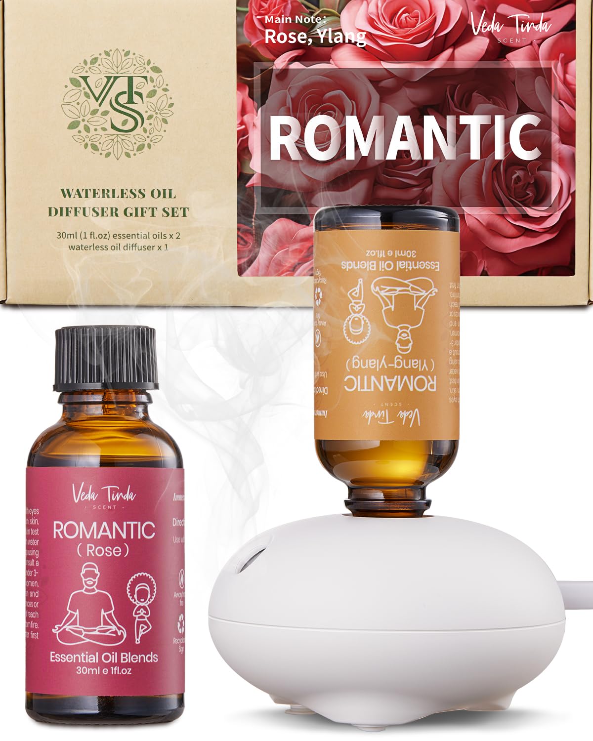 VEDA TINDA SCENT, diffuseur sans eau en fonctionnement, pour une ambiance parfumée durable.
