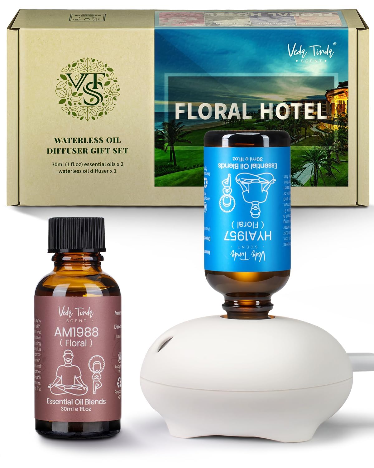 VEDA TINDA SCENT diffuseur hôtel floral, huile 30 ml, ambiance raffinée.