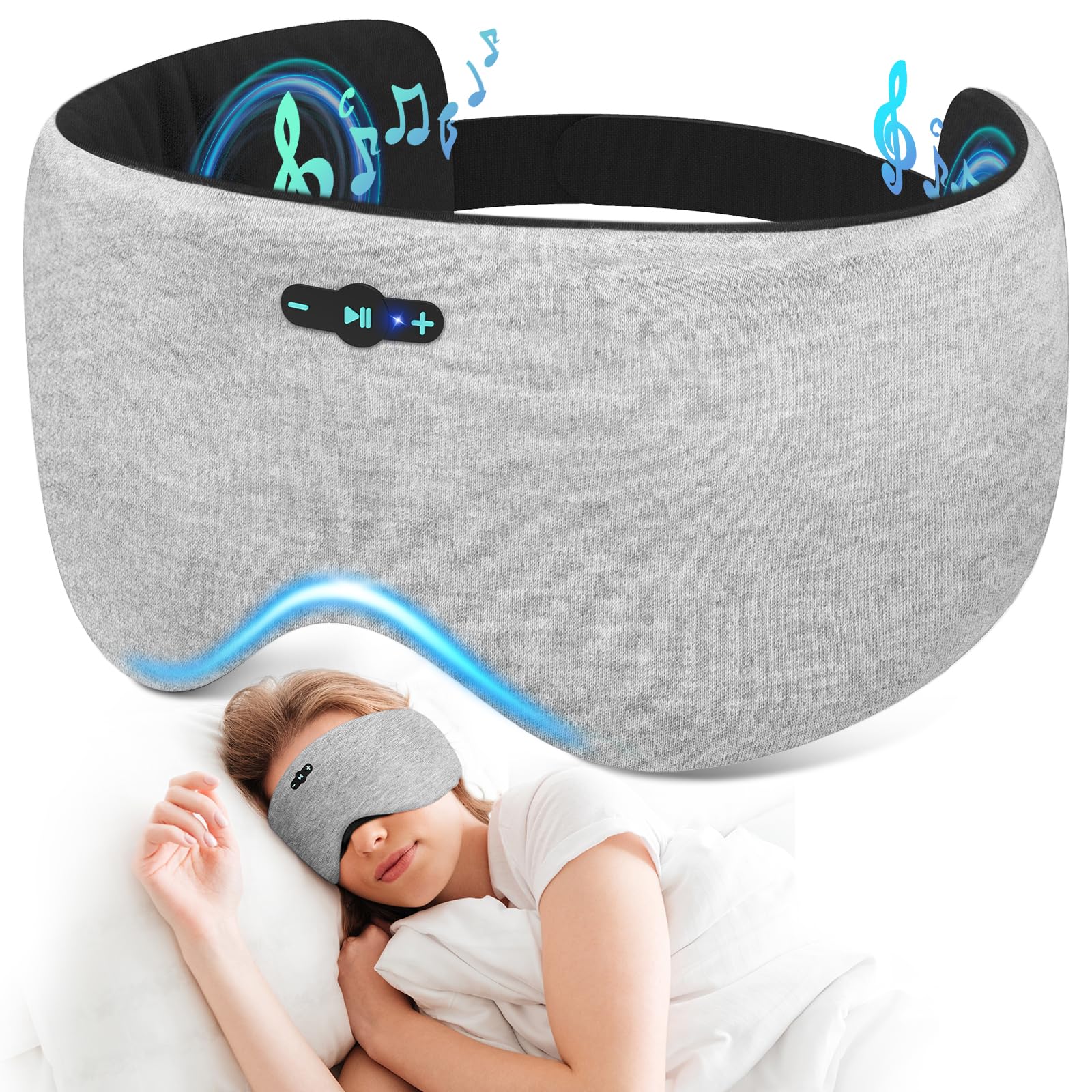 Veeniitosr masque yeux Bluetooth 6.0 offre 20h d'écoute sans fil.