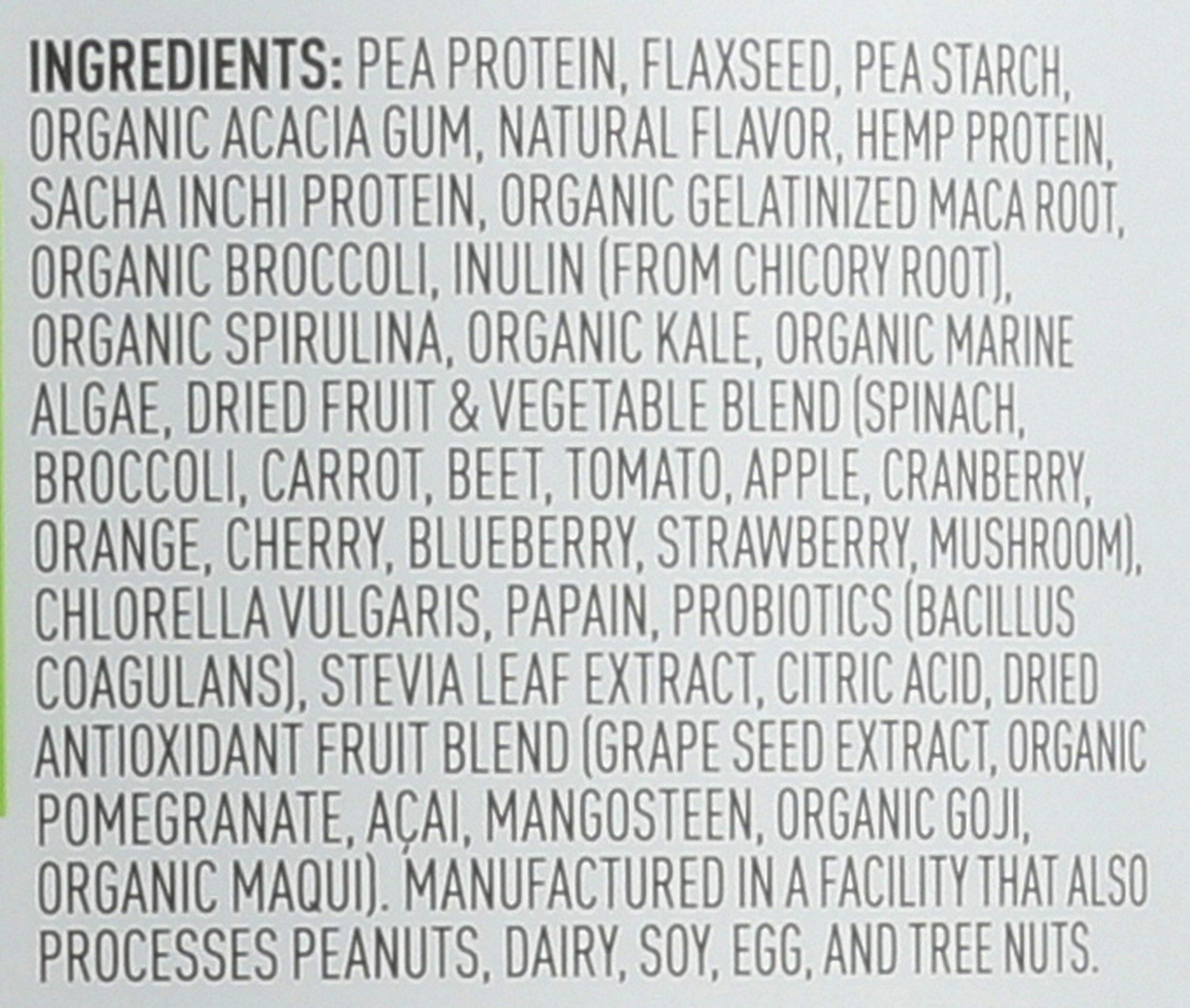 Étiquette nutritionnelle de Vega One démontrant protéines et micronutriments.