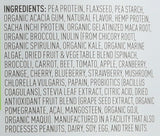 Étiquette nutritionnelle de Vega One démontrant protéines et micronutriments.