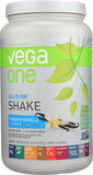 Vega One poudre nutritionnelle vanille française prête à être mélangée pour un repas rapide.