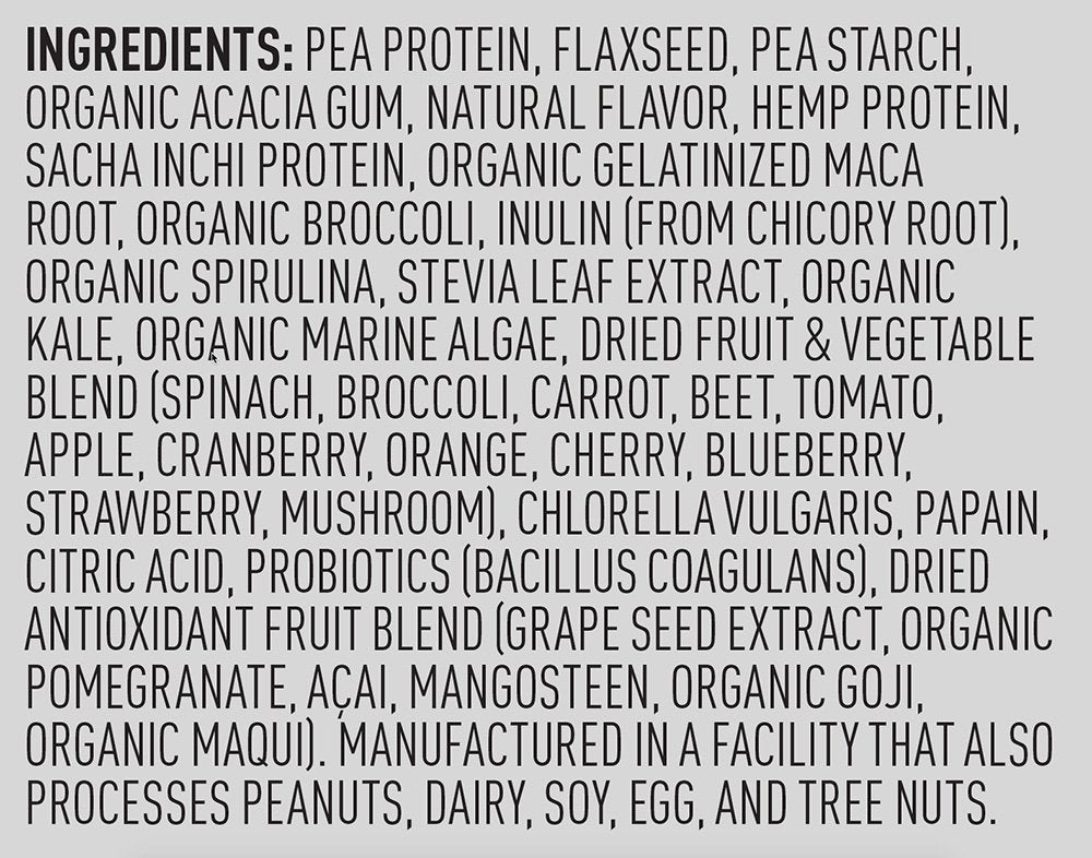 Vega One sans lactose, sans gluten et sans soja.